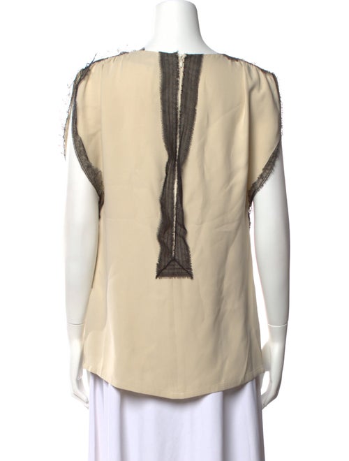 Lela Rose Silk Scoop Neck Blouse