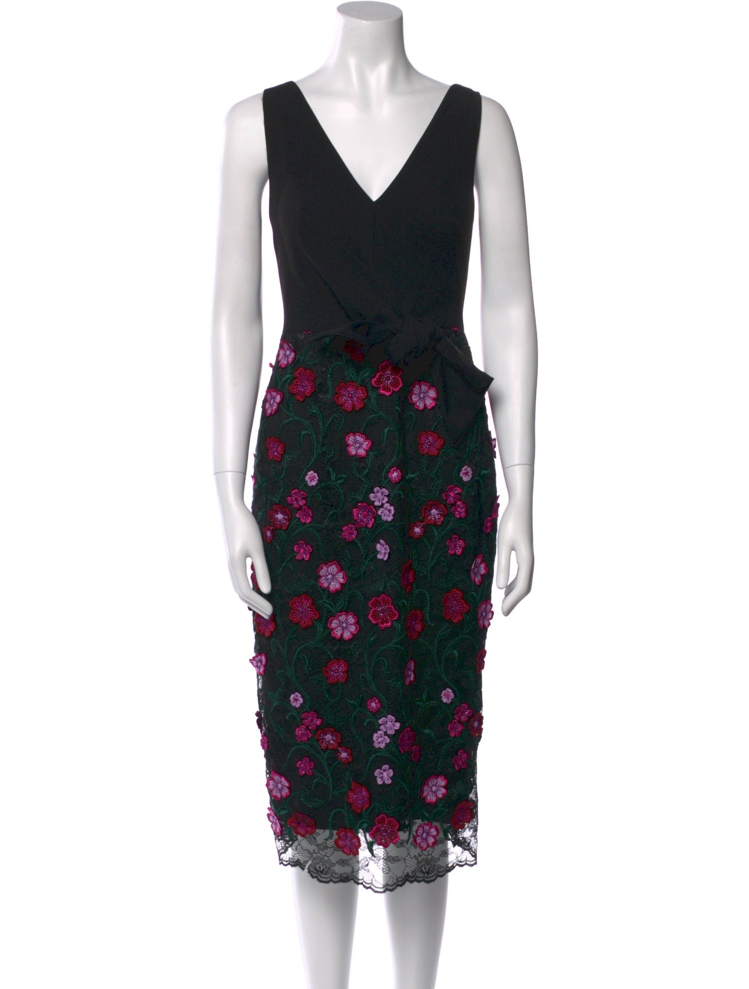 Lela Rose Floral Print Midi Length Dress