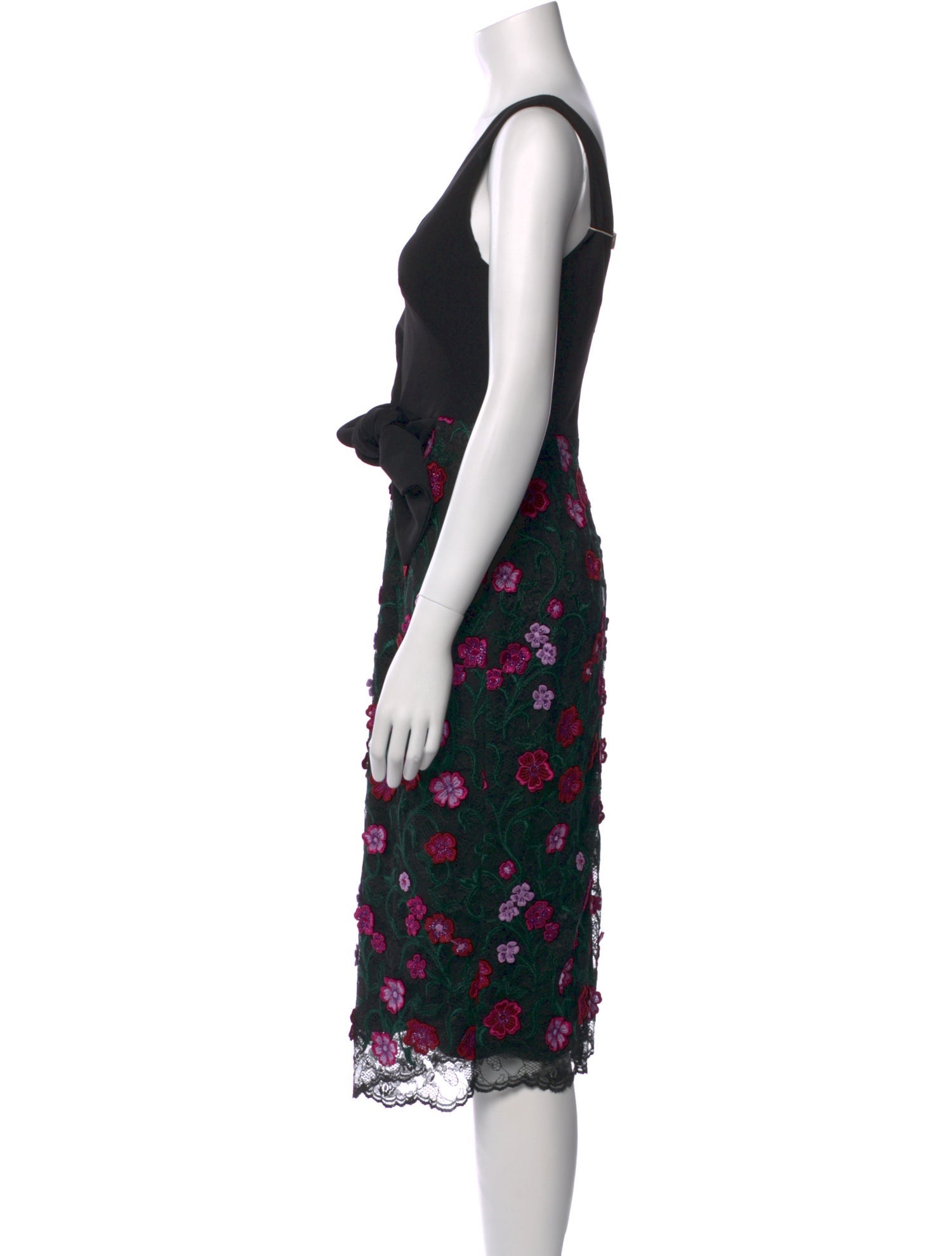 Lela Rose Floral Print Midi Length Dress