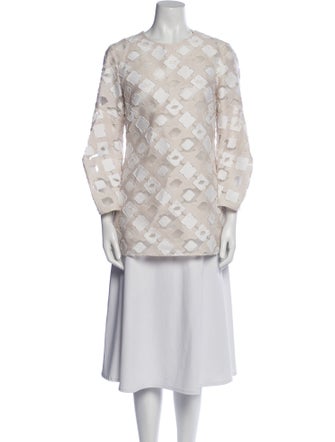 Lela Rose Printed Mock Neck Tunic