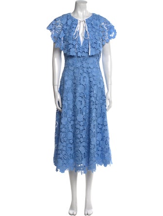 Lela Rose Lace Pattern Midi Length Dress