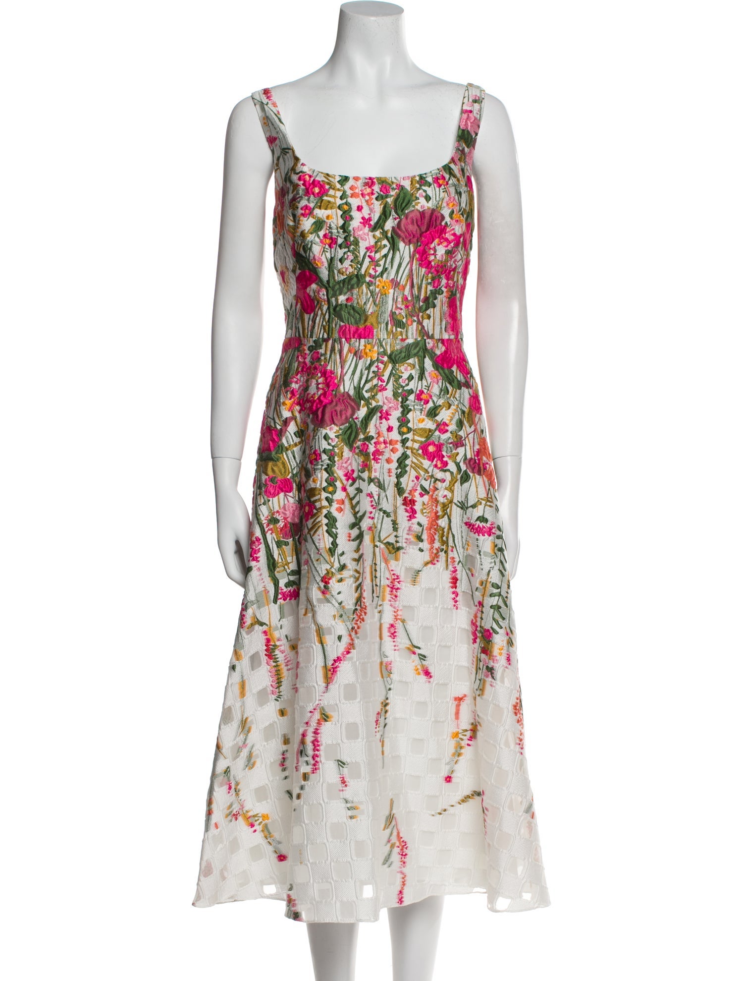Lela Rose Floral Print Midi Length Dress
