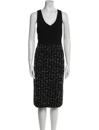 Lela Rose V-Neck Midi Length Dress