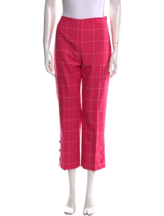Lela Rose Plaid Print Straight Leg Pants