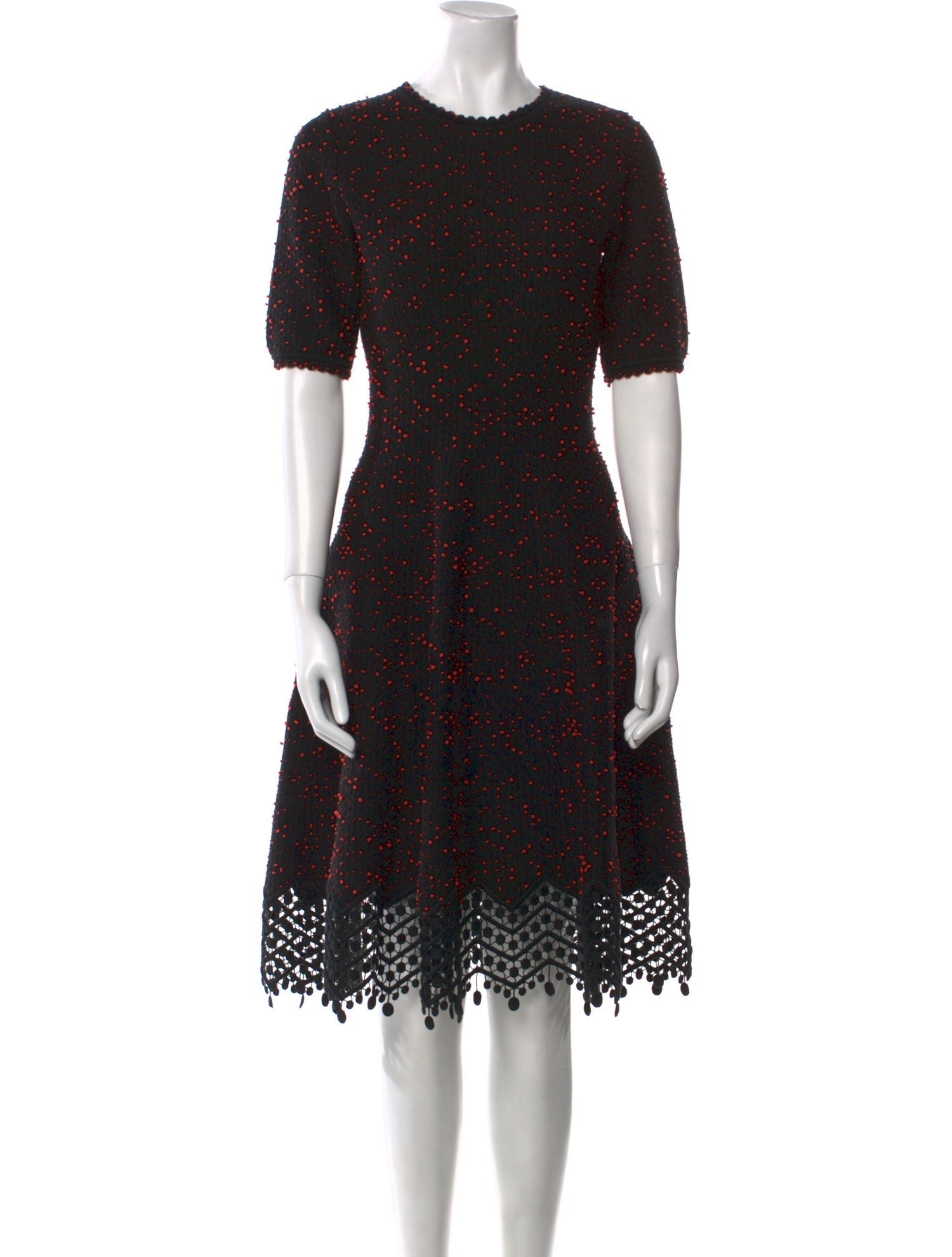 Lela Rose Polka Dot Print Knee-Length Dress