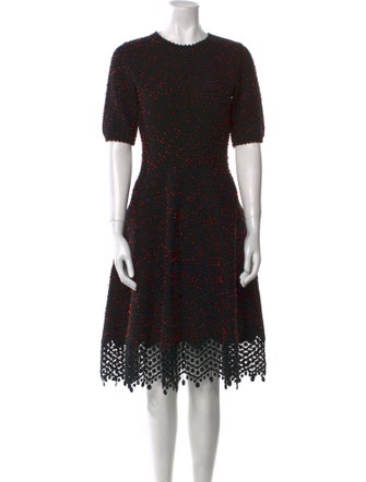 Lela Rose Polka Dot Print Knee-Length Dress