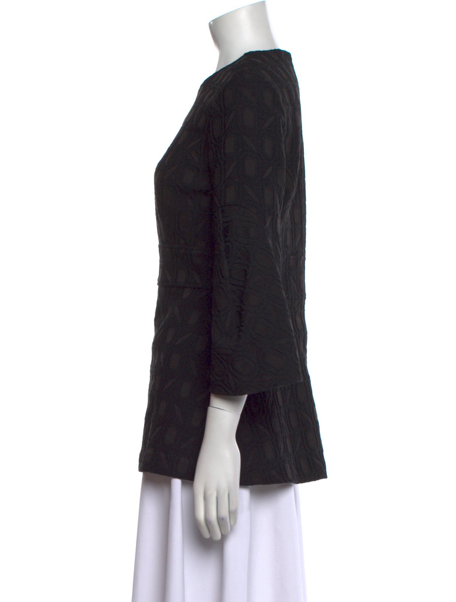 Lela Rose Lace Pattern Crew Neck Blouse