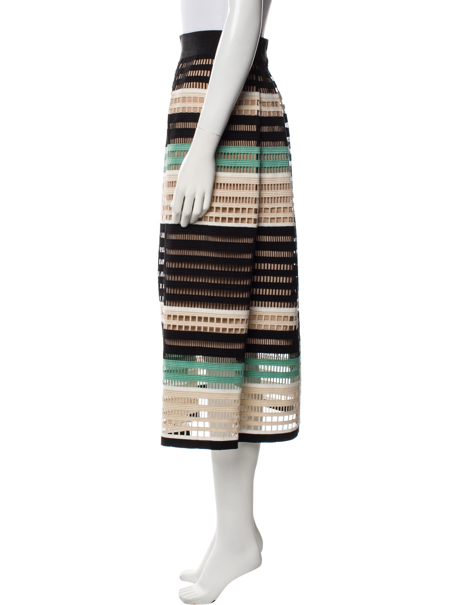 Lela Rose Striped Midi Length Skirt