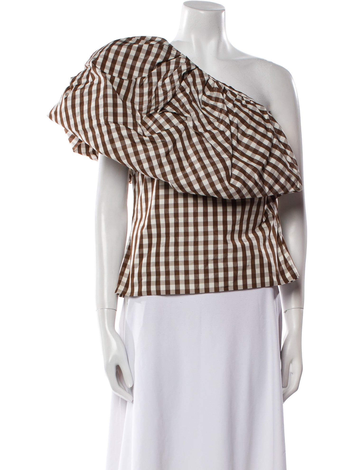 Lela Rose Plaid Print One-Shoulder Crop Top w/ Tags