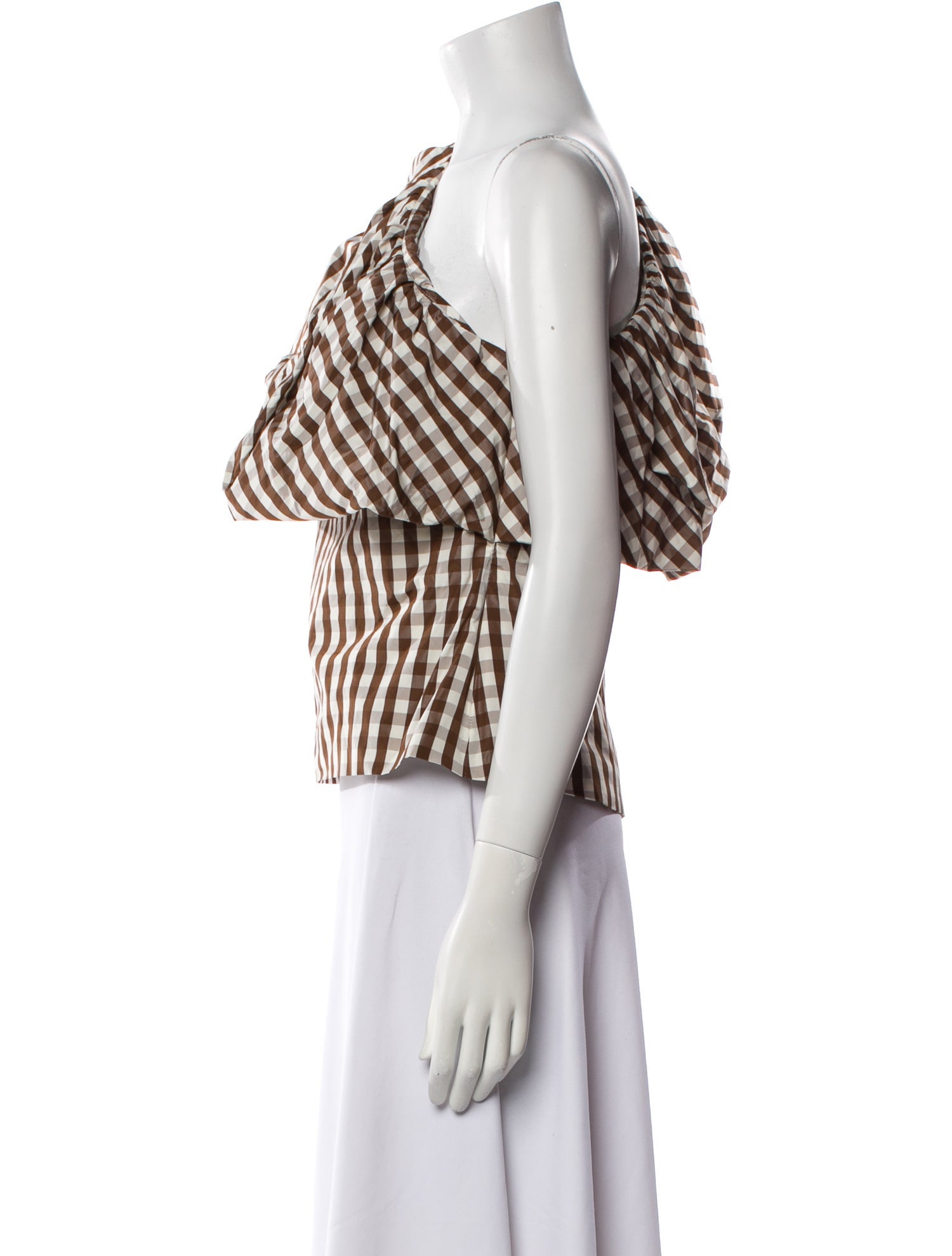 Lela Rose Plaid Print One-Shoulder Crop Top w/ Tags