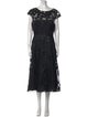 Lela Rose Lace Pattern Midi Length Dress