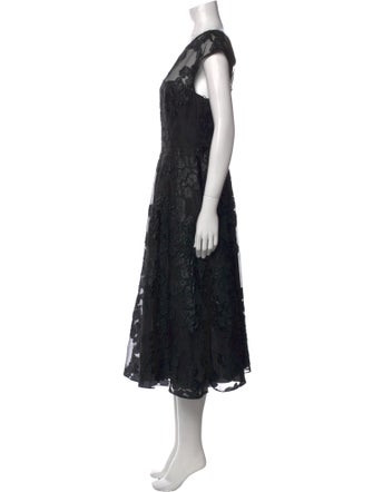 Lela Rose Lace Pattern Midi Length Dress