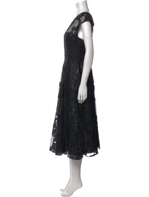 Lela Rose Lace Pattern Midi Length Dress