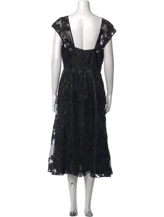 Lela Rose Lace Pattern Midi Length Dress