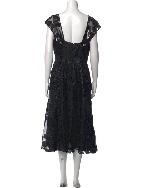 Lela Rose Lace Pattern Midi Length Dress