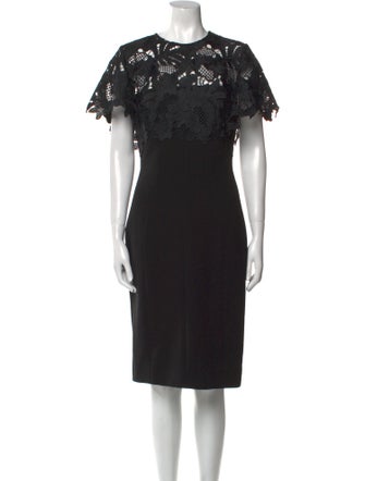 Lela Rose Crew Neck Knee-Length Dress