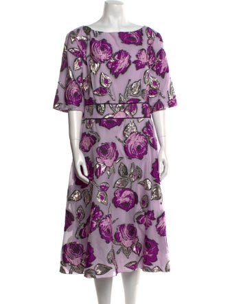 Lela Rose Paisley Print Midi Length Dress