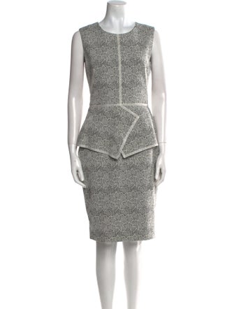 Lela Rose Crew Neck Knee-Length Dress