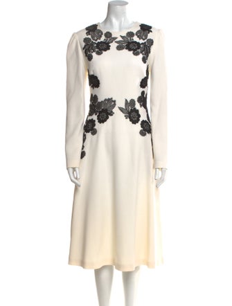 Lela Rose Wool Midi Length Dress