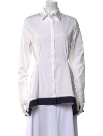 Lela Rose Long Sleeve Button-Up Top