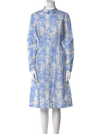 Lela Rose Floral Print Midi Length Dress