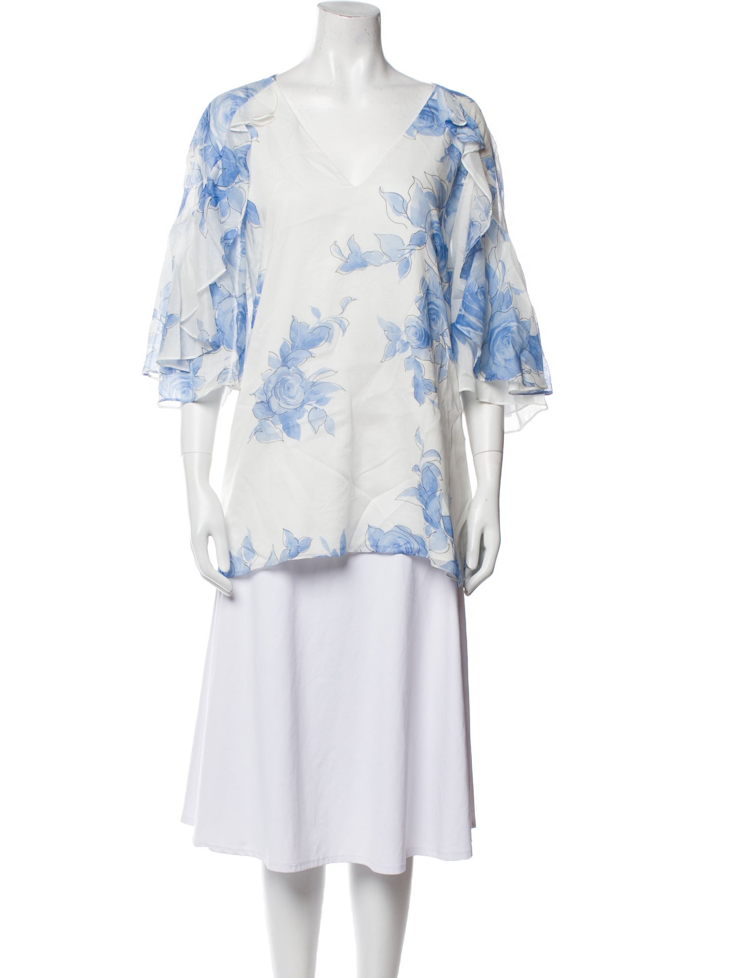 Lela Rose Tie-Dye Print V-Neck Tunic
