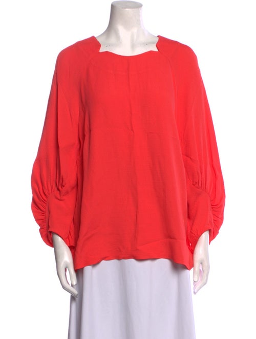 Lela Rose Crew Neck Three-Quarter Sleeve Blouse