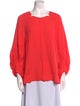 Lela Rose Crew Neck Three-Quarter Sleeve Blouse