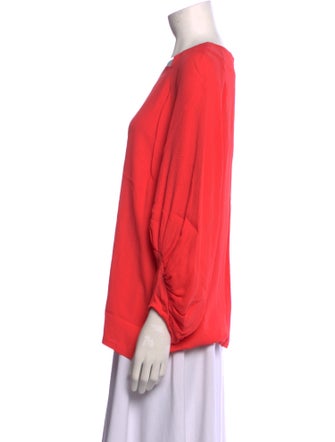 Lela Rose Crew Neck Three-Quarter Sleeve Blouse