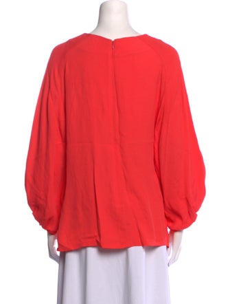 Lela Rose Crew Neck Three-Quarter Sleeve Blouse