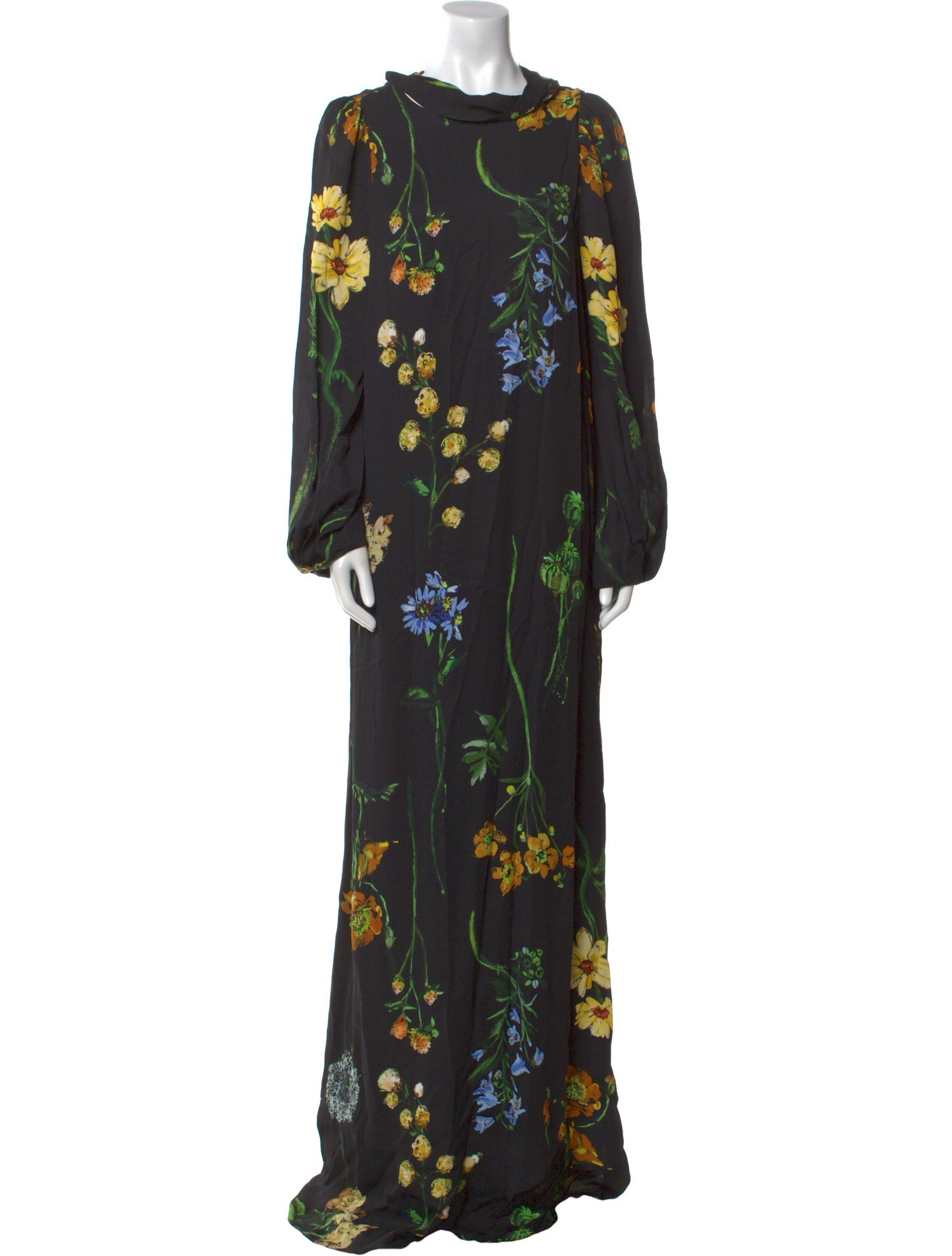 Lela Rose Floral Print Long Dress