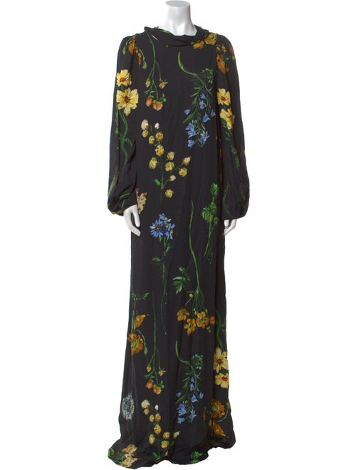 Lela Rose Floral Print Long Dress