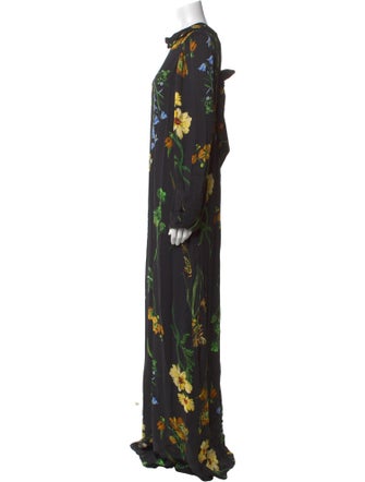 Lela Rose Floral Print Long Dress