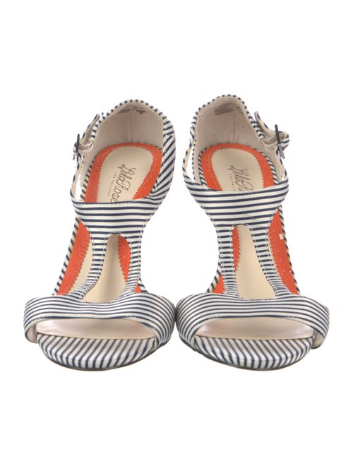 Lela Rose Satin Printed T-Strap Sandals