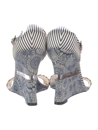 Lela Rose Satin Printed T-Strap Sandals