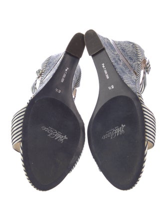 Lela Rose Satin Printed T-Strap Sandals