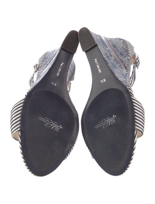 Lela Rose Satin Printed T-Strap Sandals