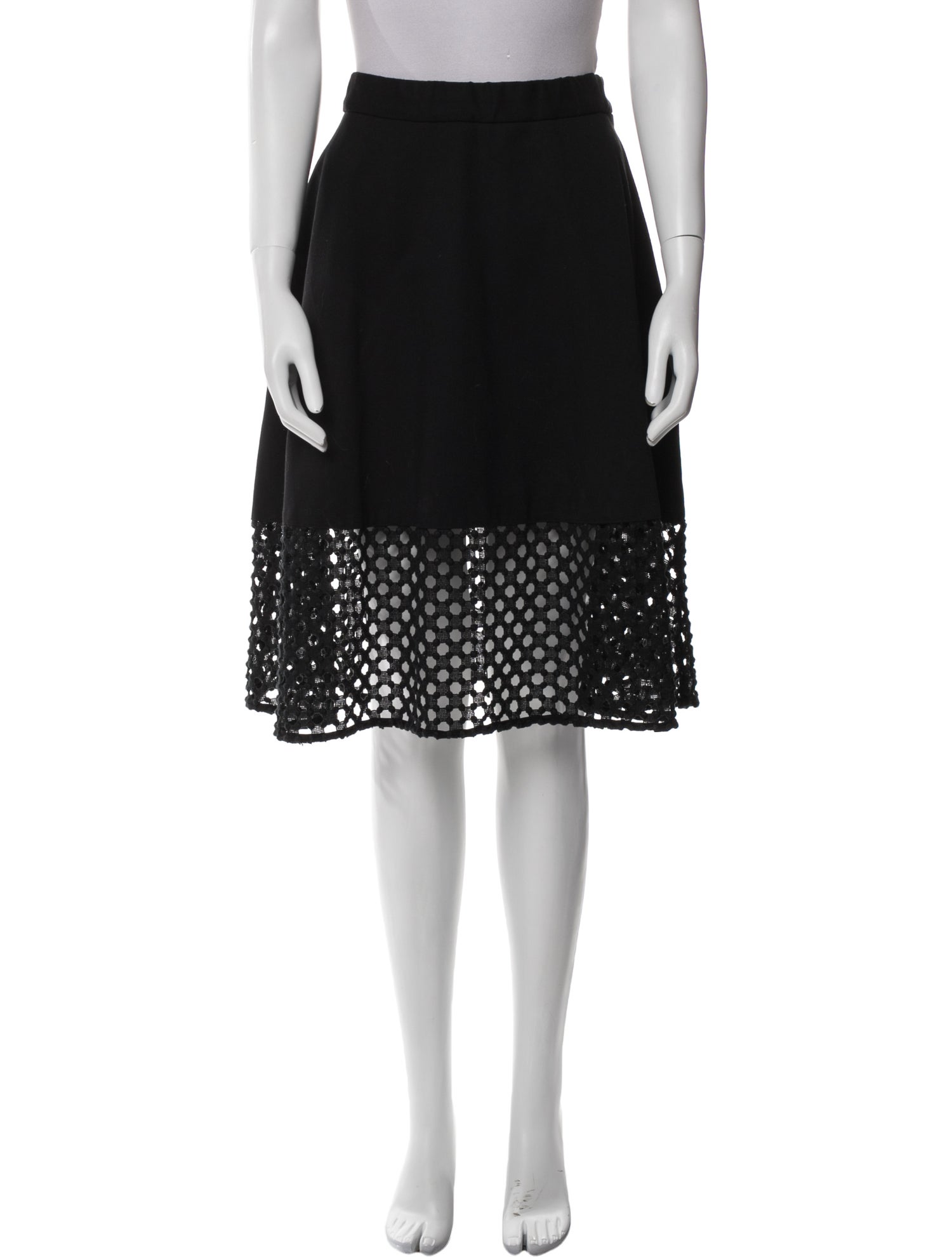 Lela Rose Crochet Trim Knee-Length Skirt
