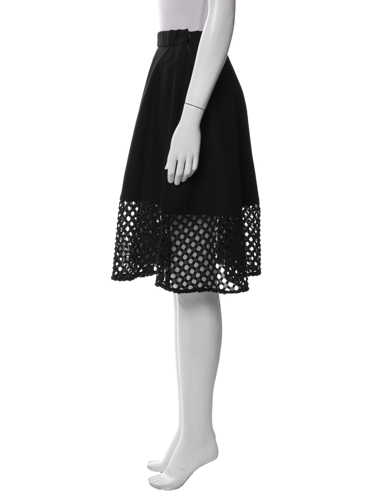 Lela Rose Crochet Trim Knee-Length Skirt