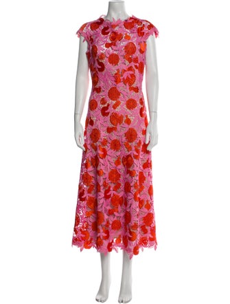 Lela Rose Lace Pattern Long Dress