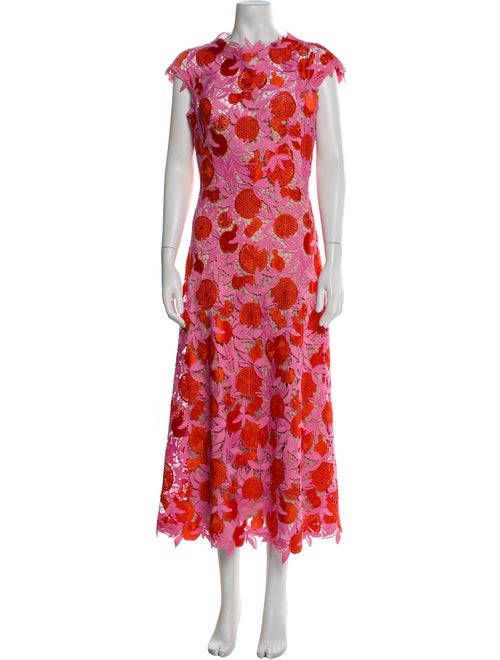 Lela Rose Lace Pattern Long Dress