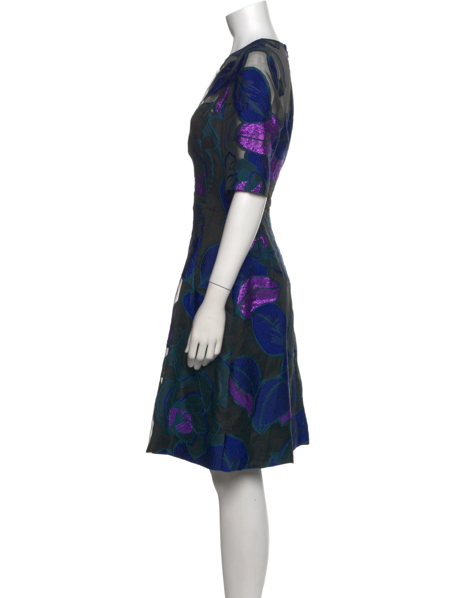 Lela Rose Floral Print Knee-Length Dress