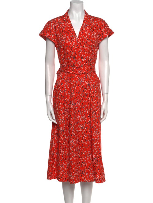 Lela Rose Floral Print Midi Length Dress