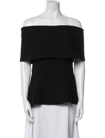 Lela Rose Wool Off-The-Shoulder Top