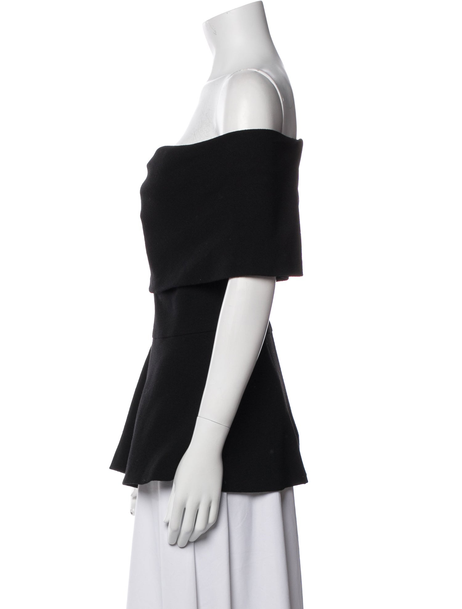 Lela Rose Wool Off-The-Shoulder Top