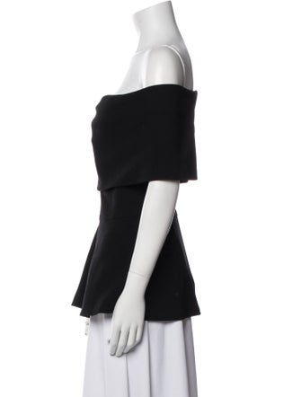 Lela Rose Wool Off-The-Shoulder Top