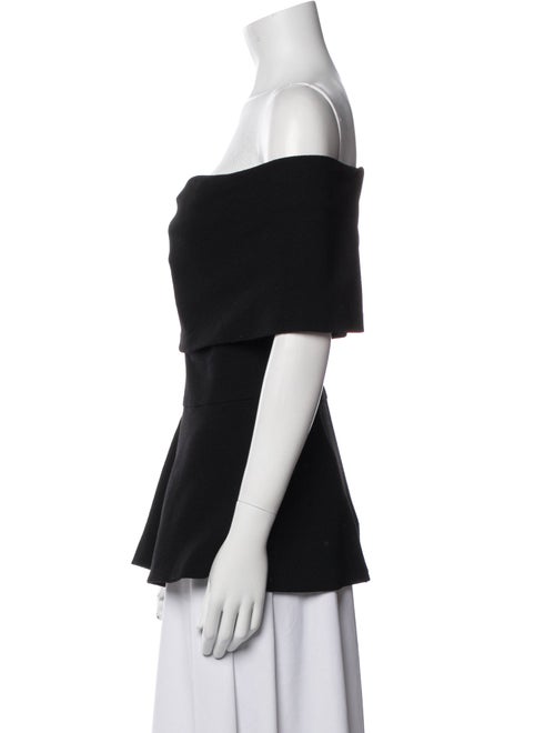 Lela Rose Wool Off-The-Shoulder Top