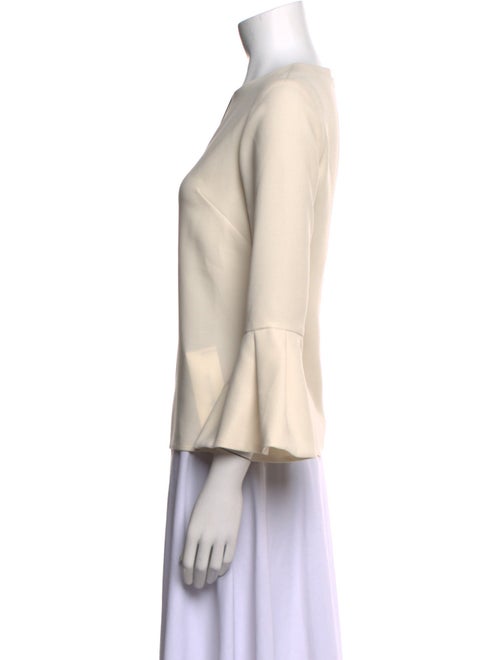 Lela Rose V-Neck Three-Quarter Sleeve Blouse