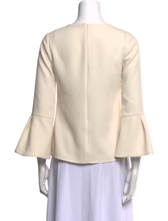 Lela Rose V-Neck Three-Quarter Sleeve Blouse