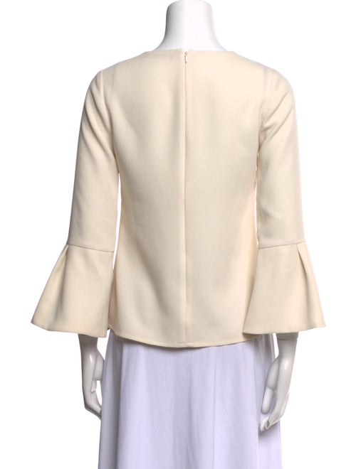 Lela Rose V-Neck Three-Quarter Sleeve Blouse